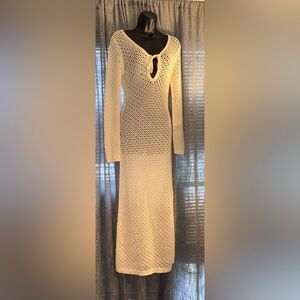 A New Day Cream Crochet Long Sleeve Coverup